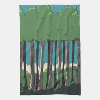 Japanese Forest trees Tea Towel