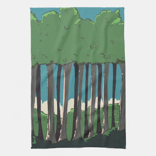Japanese Forest trees Tea Towel (Vertical)