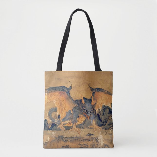 Japanese Four Eyed Tengu Tote Bag (Front)