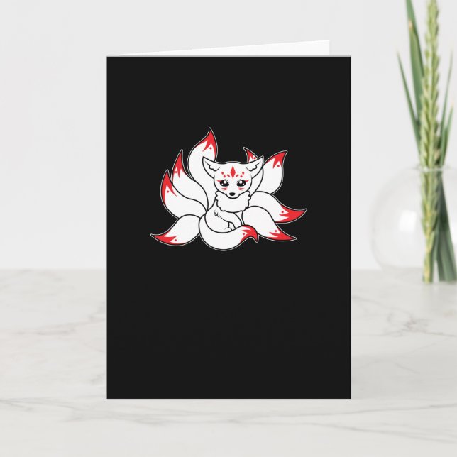 Japanese Fox Cute Anime Kitsune Kawaii Kami Inari Card (Front)