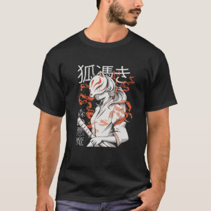Japanese Fox Cute Funny Anime Kawaii Kitsune Kami T-Shirt