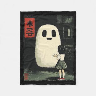 Japanese Friendly Ghost Spooky Anime Halloween Gra Fleece Blanket