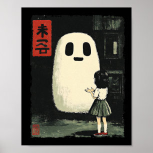 Japanese Friendly Ghost Spooky Anime Halloween Gra Poster