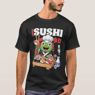 Japanese Frog Chef Eating Sushi Chef Kawaii Ramen T-Shirt