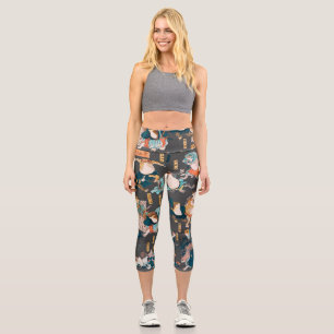 Japanese Frog ukiyo-e Froggies Capri Leggings
