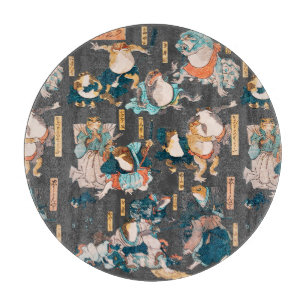 Japanese Frog ukiyo-e Froggies Cutting Board