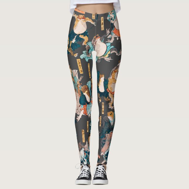 Japanese Frog ukiyo-e Froggies Leggings (Front)