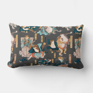 Japanese Frog ukiyo-e Froggies Lumbar Cushion