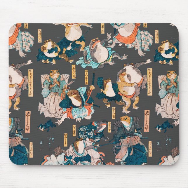 Japanese Frog ukiyo-e Froggies Mouse Mat (Front)