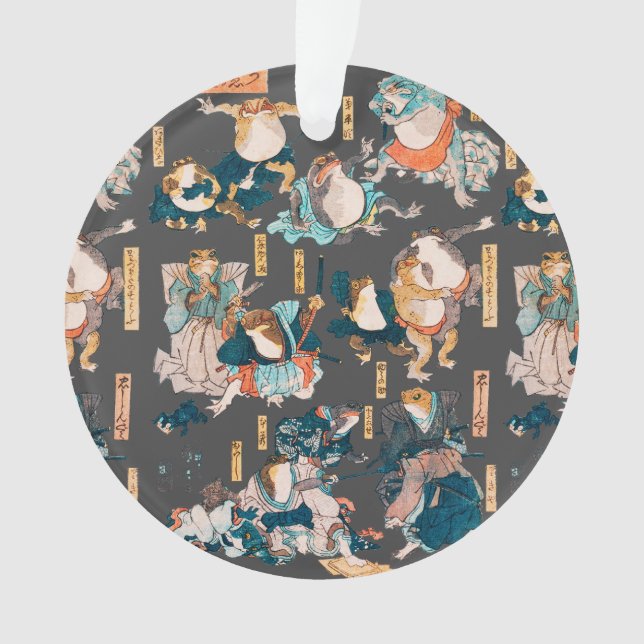 Japanese Frog ukiyo-e Froggies Ornament (Front)