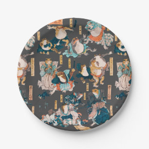 Japanese Frog ukiyo-e Froggies Paper Plate