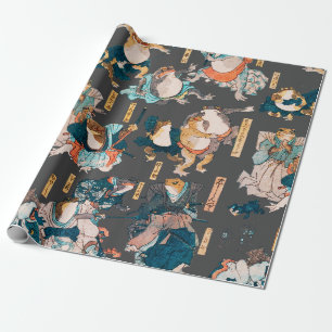 Japanese Frog ukiyo-e Froggies Wrapping Paper