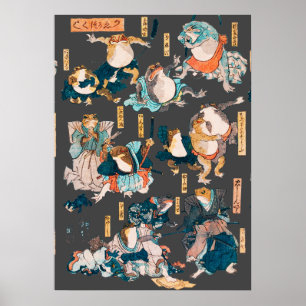 Japanese Frog Woodblock Print Kuniyoshi Ukiyo-e