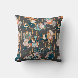 Japanese Frog Woodblock Print Kuniyoshi Ukiyo-e Cushion