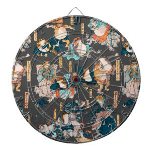 Japanese Frog Woodblock Print Kuniyoshi Ukiyo-e Dartboard