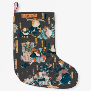 Japanese Frog Woodblock Print Kuniyoshi Ukiyo-e Small Christmas Stocking