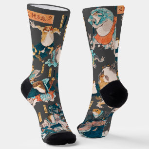 Japanese Frog Woodblock Print Kuniyoshi Ukiyo-e Socks