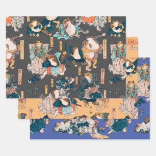 Japanese Frog Woodblock Print Kuniyoshi Ukiyo-e Wrapping Paper Sheet