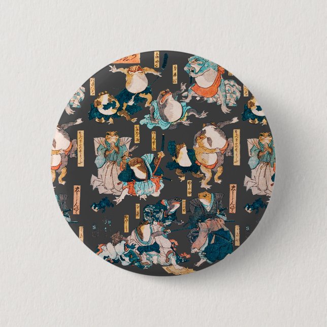 Japanese Frog Woodblock ukiyo-e anime hero  6 Cm Round Badge (Front)