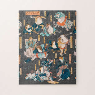 Japanese Frog Woodblock ukiyo-e anime hero Jigsaw Puzzle