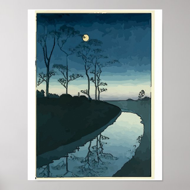 Japanese Full Moon & Stream Poster (Front)