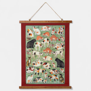 Japanese Funny Cats, Yoshifuji, Ukiyo-e Hanging Tapestry