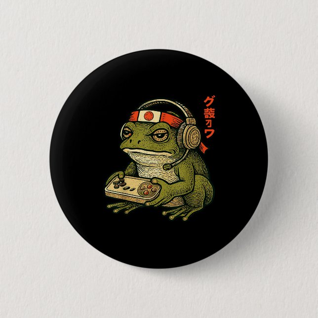 Japanese Gamer Frog Art Men Women Boys Funny Vinta 6 Cm Round Badge (Front)