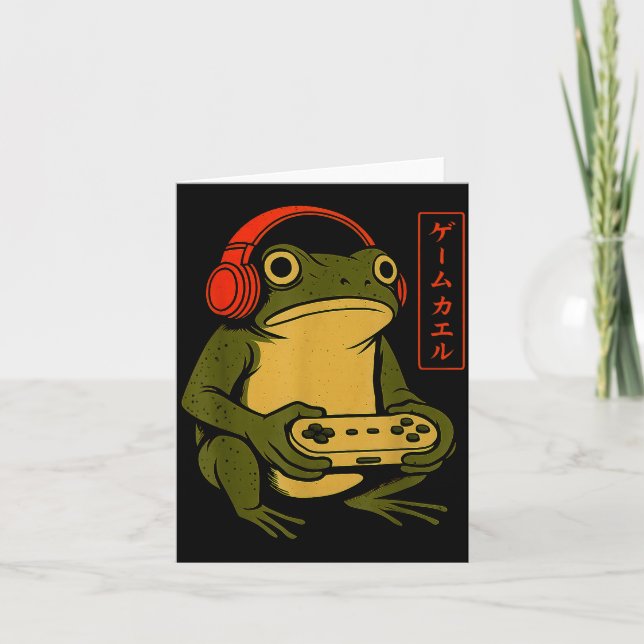 Japanese Gamer Frog Art Men Women Boys Funny Vinta Card (Front)