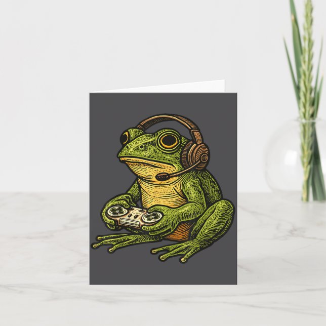 Japanese Gamer Frog Art Men Women Boys Funny Vinta Card (Front)