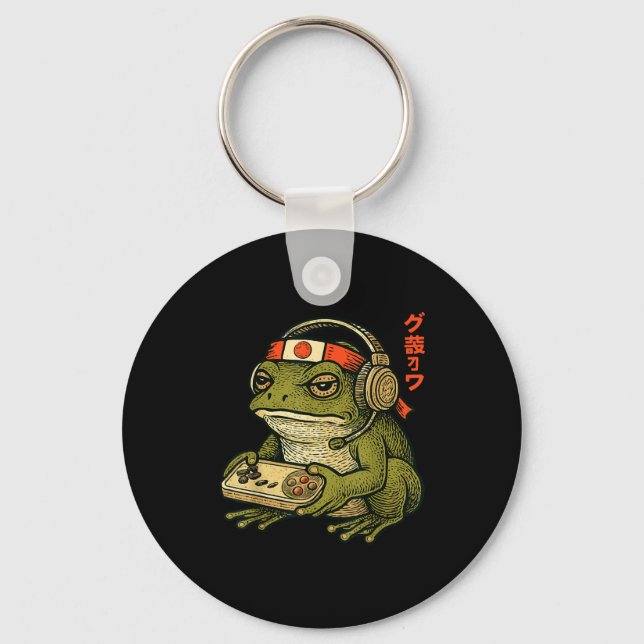 Japanese Gamer Frog Art Men Women Boys Funny Vinta Key Ring (Front)
