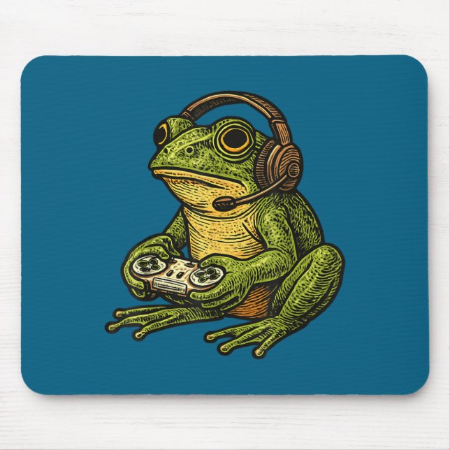 Japanese Gamer Frog Art Men Women Boys Funny Vinta Mouse Mat (Front)