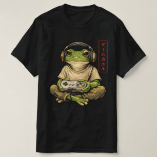 Japanese Gamer Frog Art Men Women Boys Vintage T-Shirt