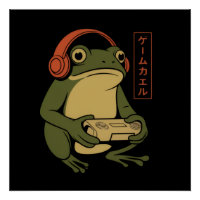 Japanese Gamer Frog Funny Vintage Gaming 