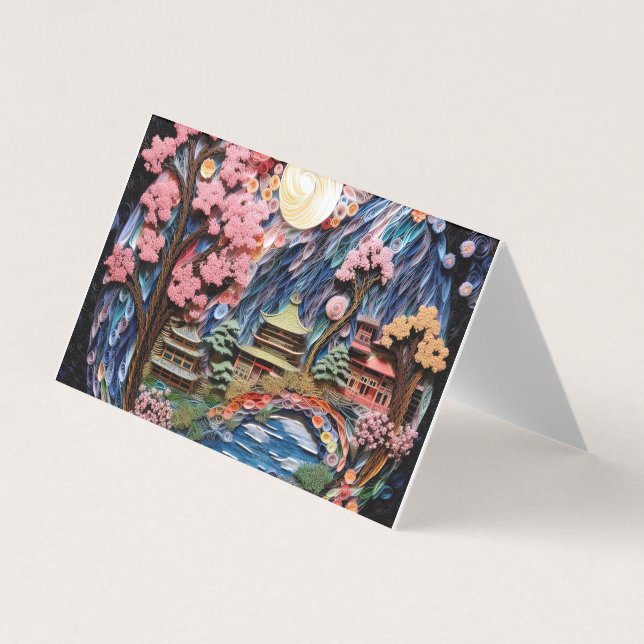Japanese Garden 3D Effect Background Business Card (Front)