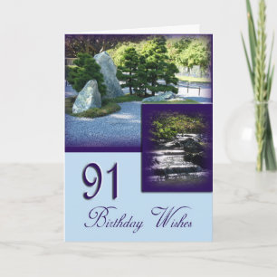 Japanese Garden 91st Birthday Wishes Greeting Card
