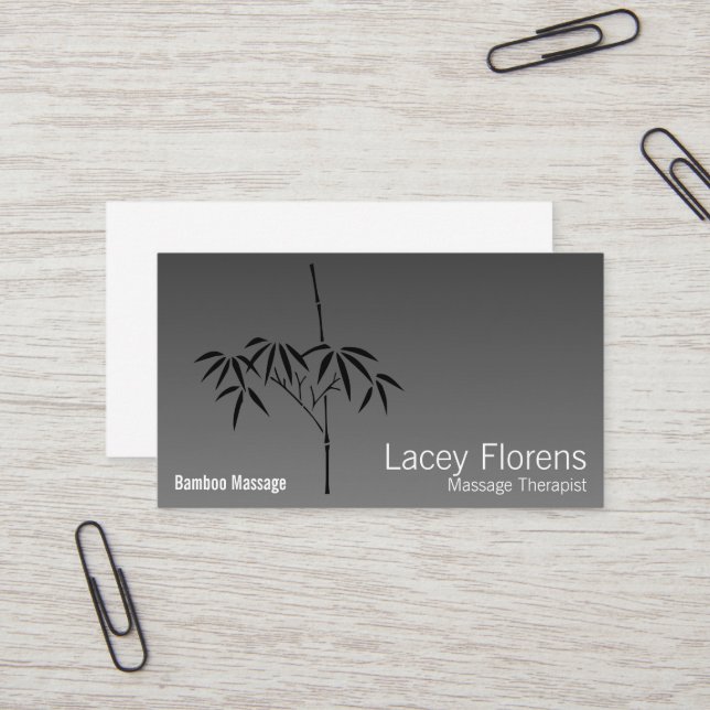 Japanese Garden Bamboo Gradient Business Card (Front/Back In Situ)