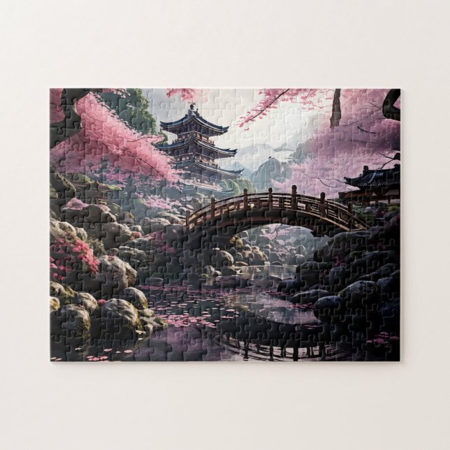 Japanese Garden Cherry Blossom Jigsaw Puzzle (Horizontal)