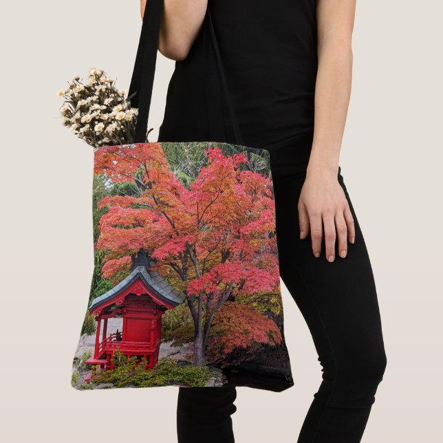 Japanese Garden Colourful Autumn Leaves Tote Bag (Close Up)
