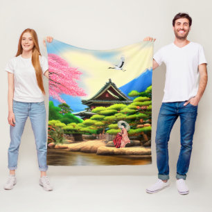 Japanese Garden Fleece Blanket