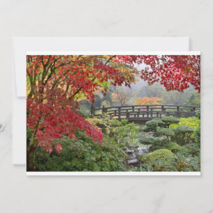 Japanese Garden in a Foggy Fall Morning Card