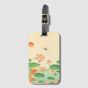 Japanese Garden Koi Pond and Waterlilies Art Luggage Tag