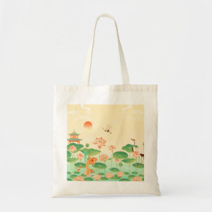 Japanese Garden Koi Pond and Waterlilies Art Tote Bag