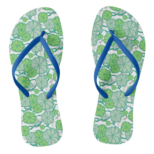 Japanese Garden Koi Pond Pattern Flip Flops (Footbed)