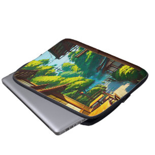 Japanese Garden Outdoor Cafe Laptop Sleeve