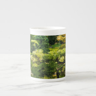 Japanese Garden Painting Effect Landscape Bone China Mug