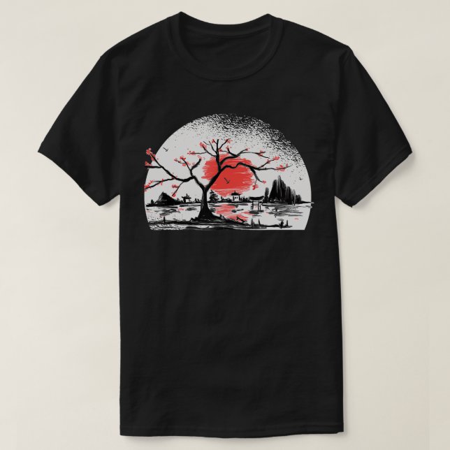 japanese garden torii japanese samurai  T-Shirt (Design Front)