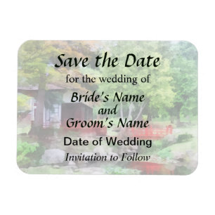 Japanese Garden With Red Bridge Save the Date Magnet