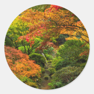 Japanese Gardens In Autumn In Portland, Oregon 2 Classic Round Sticker