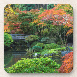 Japanese Gardens In Autumn In Portland, Oregon 3 Coaster