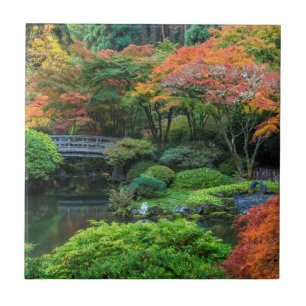 Japanese Gardens In Autumn In Portland, Oregon 3 Tile